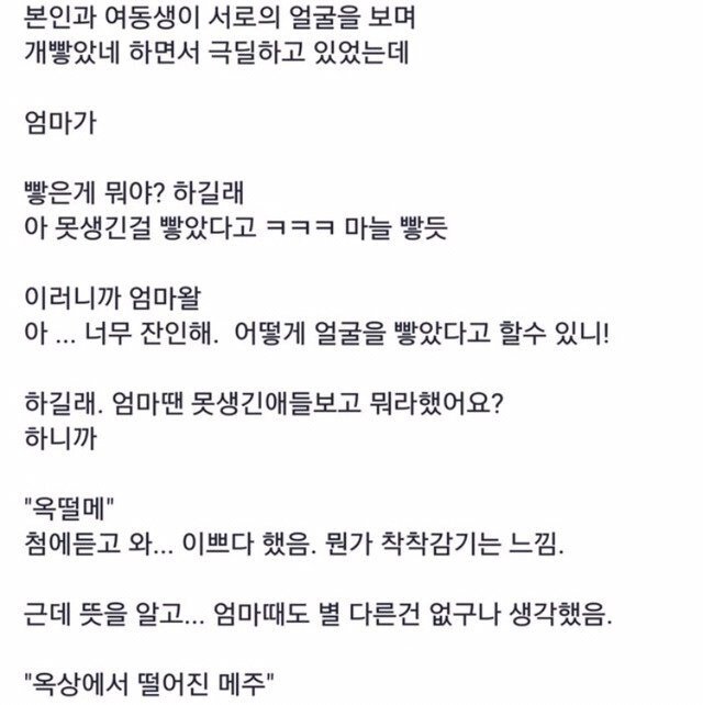 빻았다는 말이 궁금했던 엄마