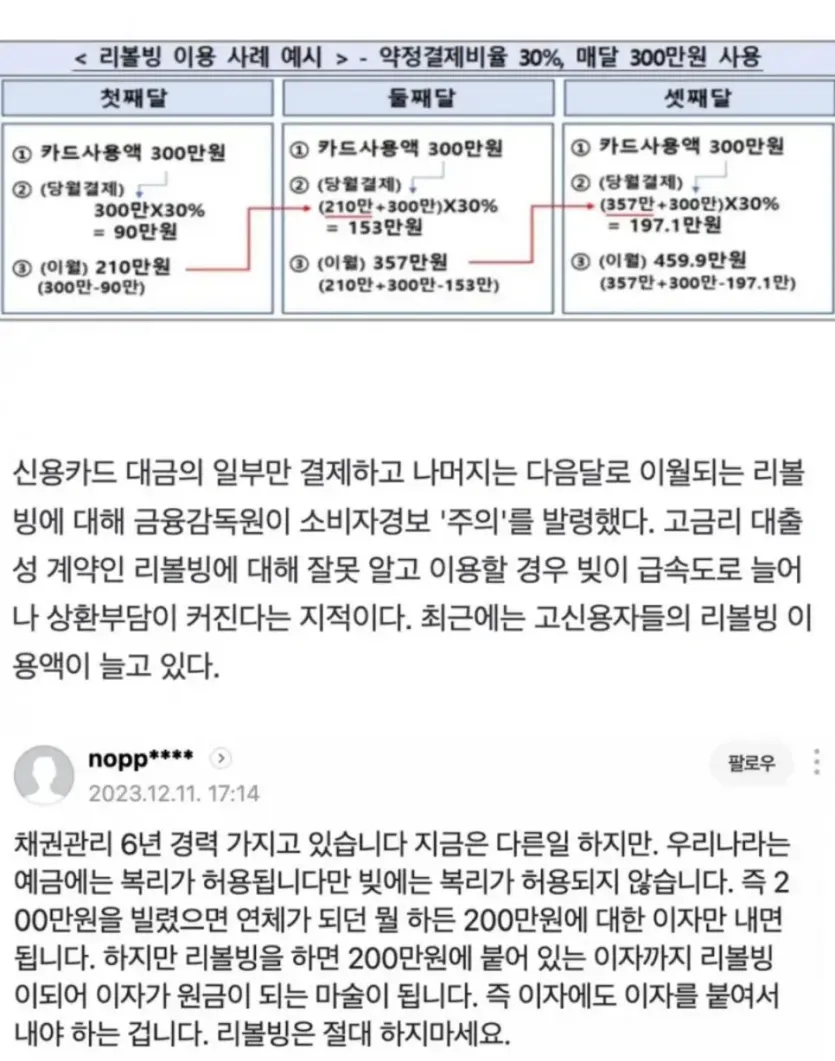 카드 리볼빙 쓰면 안 되는 이유