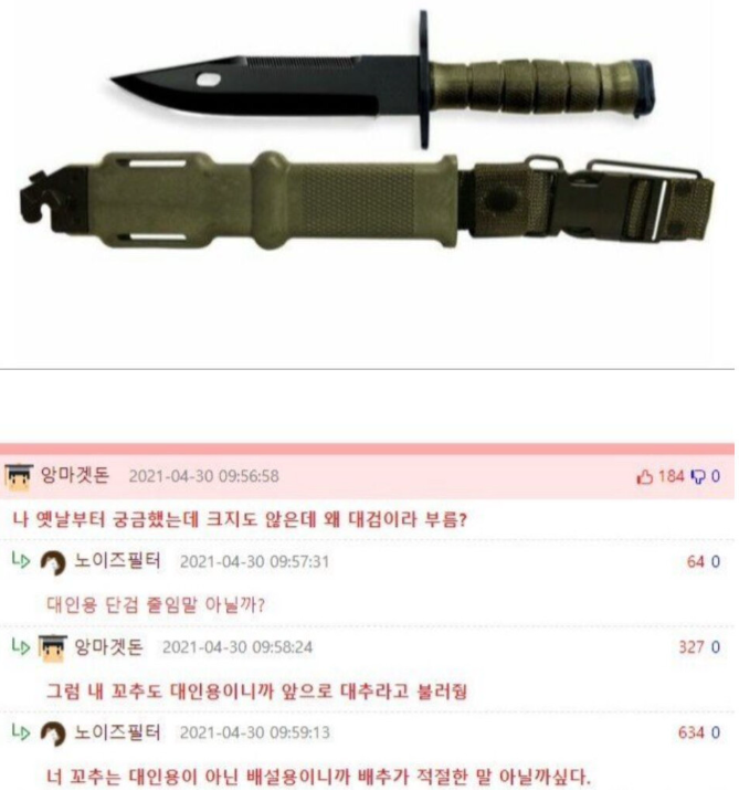 대검은 왜 크지도 않는데 대검임