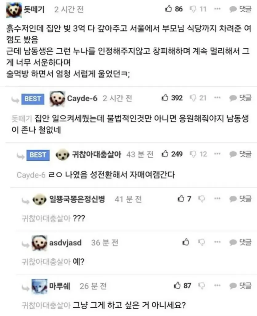 여캠하는 누나가 부끄러웠던 동생